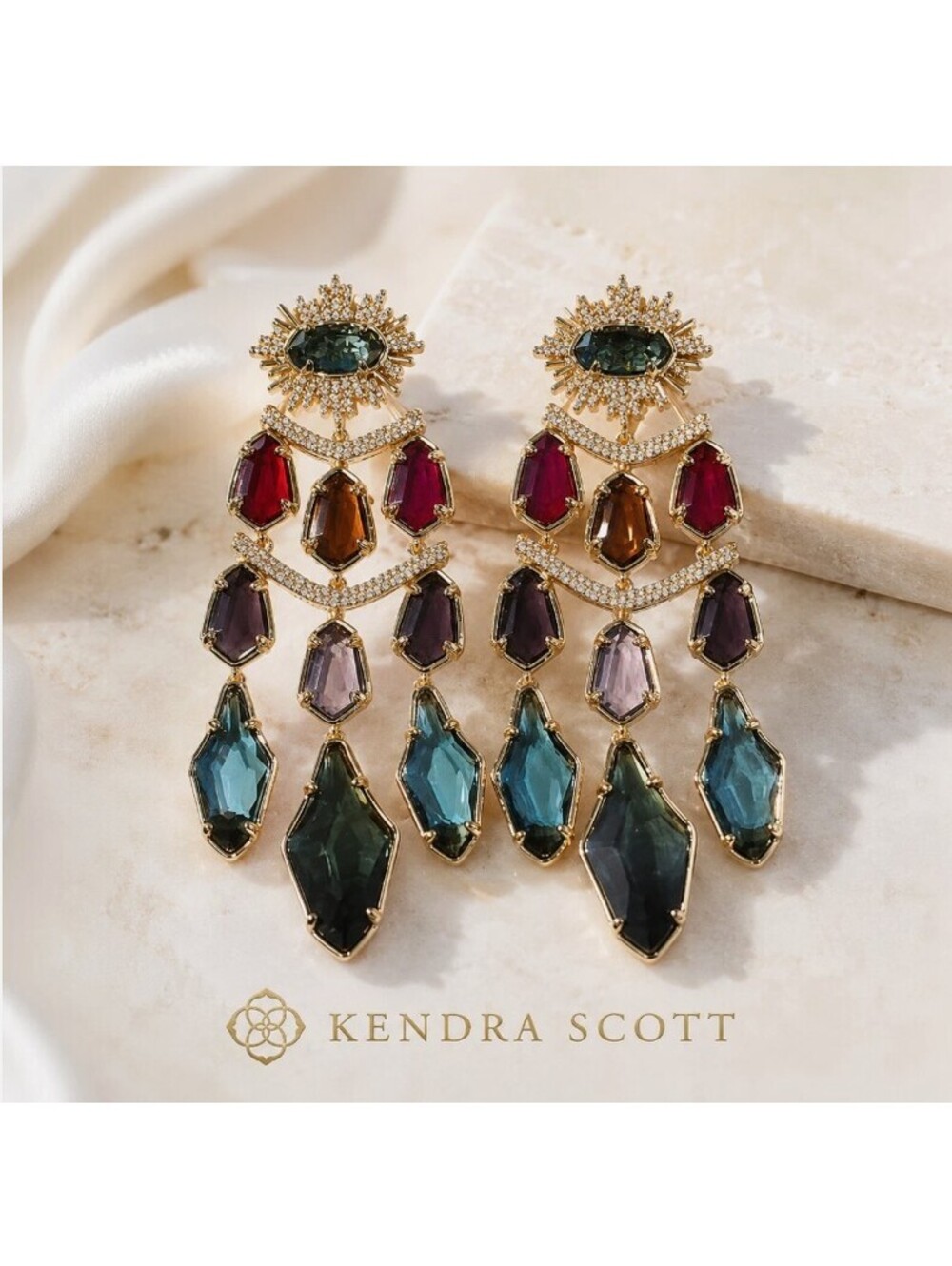 Kendra Scott Alexandria Gold Statement Earrings Multi